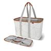 CleverMade Snapbasket LUXE Collapsible Tote - Geometric Taupe 1 Pack 30L / 8 Gal - Reusable Grocery Collapsible Storage Shopping Organizer view 1