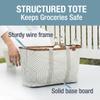 CleverMade Snapbasket LUXE Collapsible Tote - Geometric Taupe 1 Pack 30L / 8 Gal - Reusable Grocery Collapsible Storage Shopping Organizer view 2