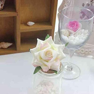 ShineBear 2PCS Handmade Garland Material European Style Retro Curved Rose Flower Head Flower Handle Decorative Flower Accessories - (Color: Pink)