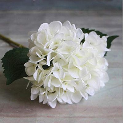 ShineBear Fashion Artificial Hydrangea Flower Silk Cloth Plastic Wedding Supplies DIY Home Decoration for Birthday Party Festival - (Color: White)