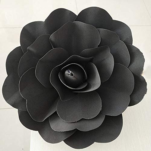 ShineBear Large Foam Fake Flowers Artificial Roses Set of European Style Wedding Flower Wall Wedding Window Background Layout - (Color: Black, Size: 60cm)