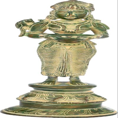 Exotic India Deepalakshmi - Brass Statue - Color Green Chola Color