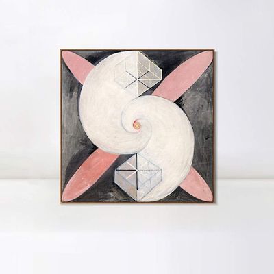 INVIN ART Framed Canvas Giclee Print The Swan, No. 21, Group IX/SUW by Hilma Af Klint Wall Art Abstract Geometry Artwork for Living Room Home Office Decorations(Wood Color Slim Frame,24"x24")