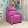 EMMA + OLIVER Deluxe Padded Hot Pink Vinyl Kids Recliner with Storage Arms view 1