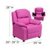 EMMA + OLIVER Deluxe Padded Hot Pink Vinyl Kids Recliner with Storage Arms view 2