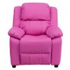 EMMA + OLIVER Deluxe Padded Hot Pink Vinyl Kids Recliner with Storage Arms view 4