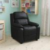 EMMA + OLIVER Deluxe Padded Black LeatherSoft Kids Recliner with Storage Arms view 1