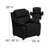 EMMA + OLIVER Deluxe Padded Black LeatherSoft Kids Recliner with Storage Arms view 2