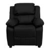 EMMA + OLIVER Deluxe Padded Black LeatherSoft Kids Recliner with Storage Arms view 4