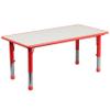 EMMA + OLIVER Adjustable Kids Activity Table for Home Use, Height-Adjustable Classroom Table for Kids, 23.625" W x 47.25" D x 14.5-23.5" H, Red view 4