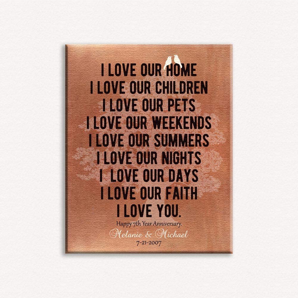 16x20 Custom Canvas 7 Year Anniversary Personalized Gift, Love Message Printed Over The Family Tree, A Handcrafted Gift Best for Anniversary Celebration, 1072