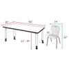 Regency Kee Height Adjustable Mobile Classroom Table Set with two 12"Andy Chairs, 66" x 30", Grey/Navy view 3