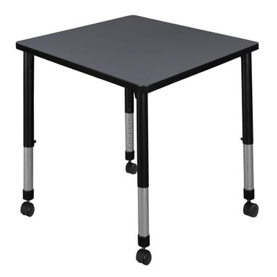 Regency Kee Height Adjustable Mobile Square Classroom Table, 30", Grey
