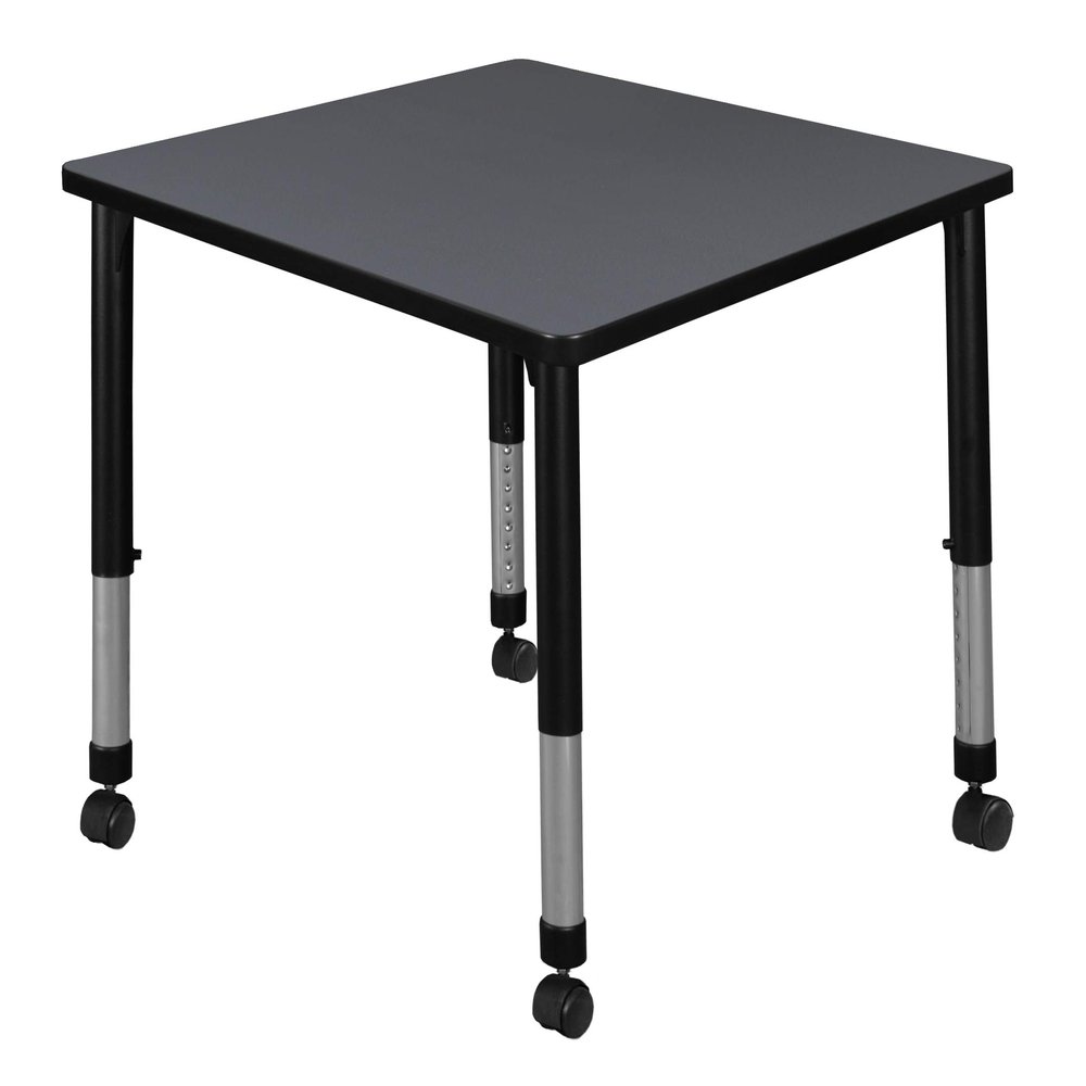 Regency Kee Height Adjustable Mobile Square Classroom Table, 30", Grey