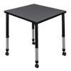 Regency Kee Height Adjustable Mobile Square Classroom Table, 30", Grey view 1