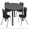 Regency Kee Height Adjustable Mobile Classroom Table Set with four 12"Andy Chairs, 48", Grey/Black view 1