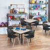 Regency Kee Height Adjustable Classroom Table Set with four 12"Andy Chairs, 36", Maple/Black view 2