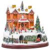 LED Rotating Muscial Holiday Village 12 x 10 Wood Holiday Polar Train Station view 2