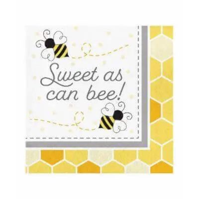 Creative Converting 339889 Bumblebee Baby Sweet As Can Be Napkins, 6.5", Multi-color
