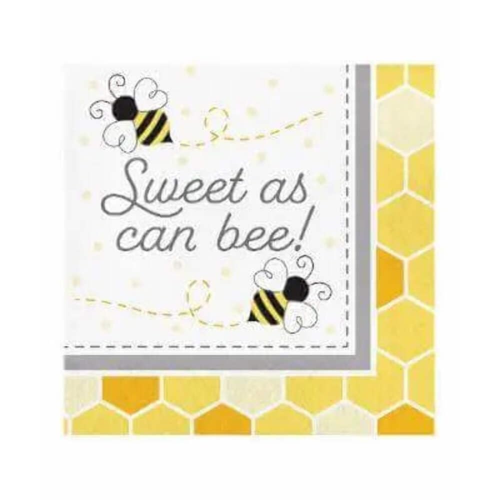 Creative Converting 339889 Bumblebee Baby Sweet As Can Be Napkins, 6.5", Multi-color