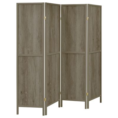 Coaster Home Furnishings - Deepika - Wood Construction - 70-Inch 4-Panel Room Divider Folding Screen with Metal Hardware, and Freestanding Frame - Living Room & Bedroom - Gray Driftwood - 961415