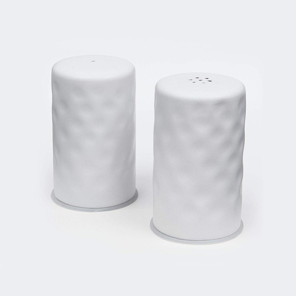 American Metalcraft WHSP2 Hammered Salt & Pepper Shaker Set, White, 2-Ounces Each