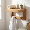 AquaTeak 12" Moa Teak Flat Wall Shelf with Hooks view 1