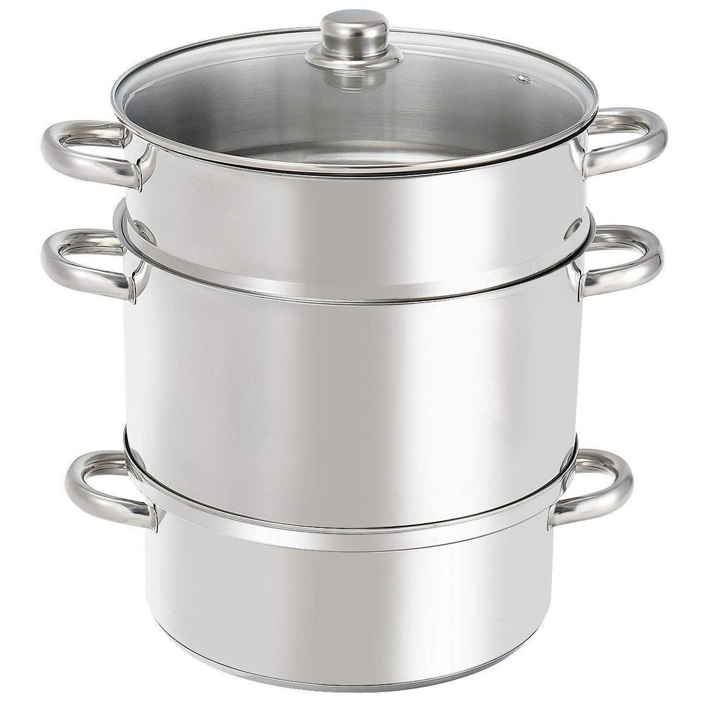 TimmyHouse Juicer Steamer 11-Quart Stainless Steel Fruit Stove Top w/Tempered Glass Lid