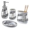 Creative Scents Silver Bathroom Accessory Set - Mosaic Glass Bathroom Soap Dispenser Set; 4-Piece Bathroom Set Includes: Lotion Dispenser, Toothbrush Holder, Tumbler & Soap Dish - Gift Packaged view 1