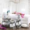 Creative Scents Silver Bathroom Accessory Set - Mosaic Glass Bathroom Soap Dispenser Set; 4-Piece Bathroom Set Includes: Lotion Dispenser, Toothbrush Holder, Tumbler & Soap Dish - Gift Packaged view 2