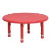 EMMA + OLIVER 33" Round Red Plastic Height Adjustable Activity Table view 1