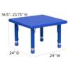 EMMA + OLIVER 24" Square Blue Plastic Height Adjustable Activity Table view 2