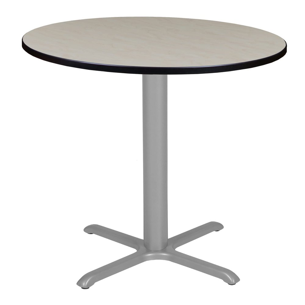 Regency Via Round Caf High X-Base Table, 30", Maple/Grey