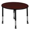 Regency Kee Height Adjustable Mobile Round Classroom Table, 30", Mahogany view 1