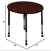 Regency Kee Height Adjustable Mobile Round Classroom Table, 30", Mahogany view 3