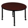 Regency Kee Height Adjustable Mobile Round Classroom Table, 30", Mahogany view 4