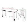 Regency Kee Height Adjustable Mobile Classroom Table Set with two 18"Andy Chairs, 66" x 24", Grey/Navy view 3
