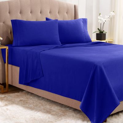 Empyrean Bedding Twin Sheets Set - 3 PC Super Soft Twin Bed Sheets - Double Brushed Microfiber Twin Sheet Set - Hotel Luxury Royal Blue Bed Sheets Twin Size, with 4 Corner Elastic Straps