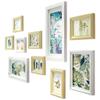 10 Piece Wood Photo Frame Wall Gallery Kit. Includes: Frames, Hanging Wall Template, Decorative Art Prints and Hanging Hardware view 1