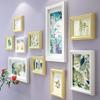 10 Piece Wood Photo Frame Wall Gallery Kit. Includes: Frames, Hanging Wall Template, Decorative Art Prints and Hanging Hardware view 2