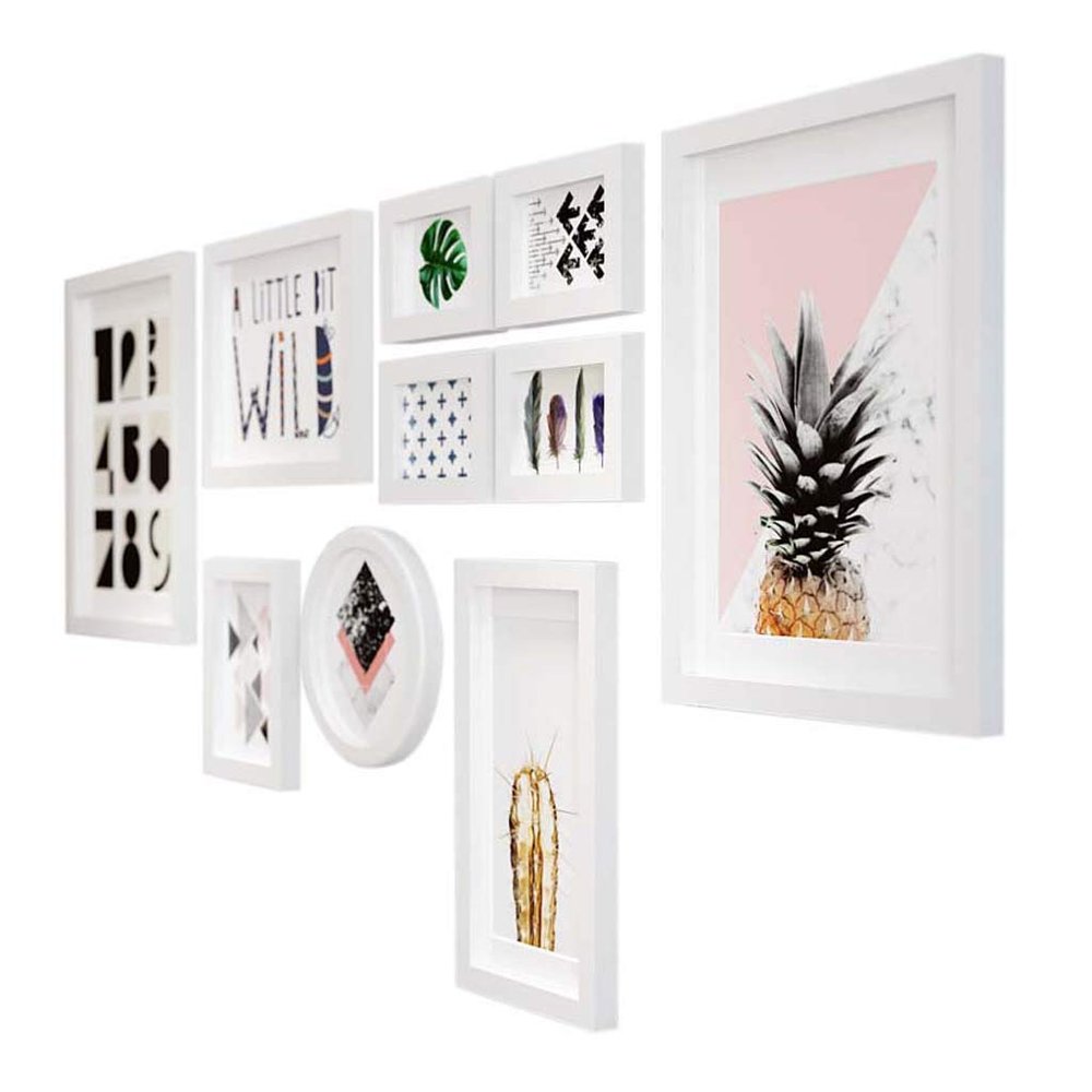 10 Multi Picture Frame Set, Wall Frame Set with 10 Frames, Covers 132cm x 63cm, Best Wall Decorations, Simple Picture Frames