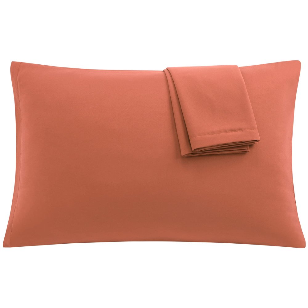 uxcell 2 Pack Pillow Cases Soft 1800 Series Microfiber Pillowcases Set with Zipper Standard(20"x26") Orange