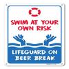 A Homim Collectible Signs Pool Signs - Swim at Your Own Risk Pool Sign - Pool Rules Aluminum Metal Sign Large 8 X 12 Inch Sign Holder view 1