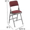 Flash Furniture 2 Pack HERCULES Series Curved Triple Braced & Double Hinged Burgundy Patterned Fabric Metal Folding Chair view 3