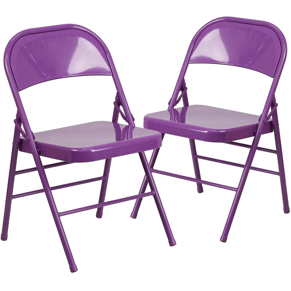 Flash Furniture Metal Folding Chairs, Impulsive Purple (Pack of 2)
