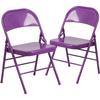 Flash Furniture Metal Folding Chairs, Impulsive Purple (Pack of 2) view 1