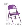 Flash Furniture Metal Folding Chairs, Impulsive Purple (Pack of 2) view 3