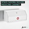 AdirMed Locking Medicine Box, First Aid Steel Lock Box for Medication, Small Wall Mounted Medicine Lock Box with Key, 6"D x 12.25"W x 5.9"H view 2