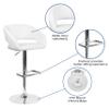 EMMA + OLIVER Shae Adjustable Height Barstool - White Vinyl Upholstery - Rounded Cutout Mid-Back - Foam Padding - Swivel Seat - Chrome Pedestal Base view 4