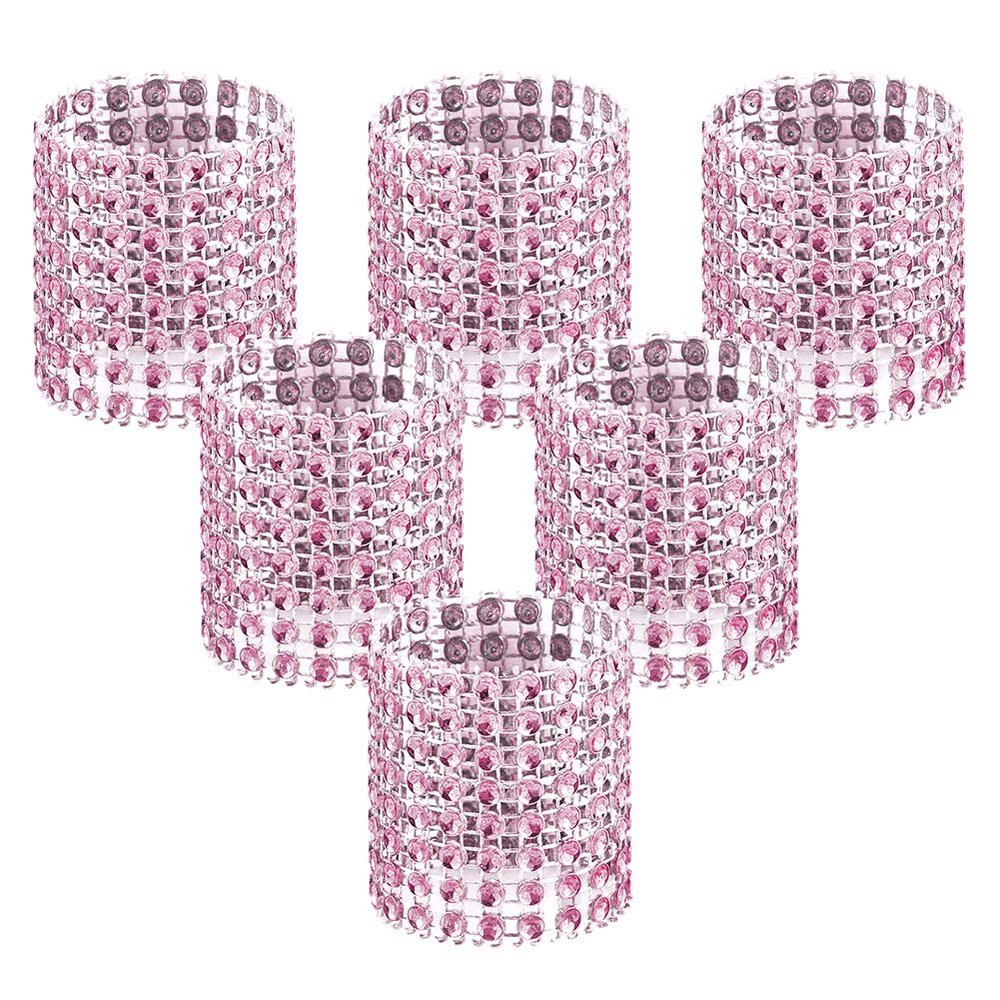 Accmor 50pcs Napkin Rings, Pink Napkin Rings Buckles for Table Decorations, Wedding, Dinner, Party, DIY Decoration